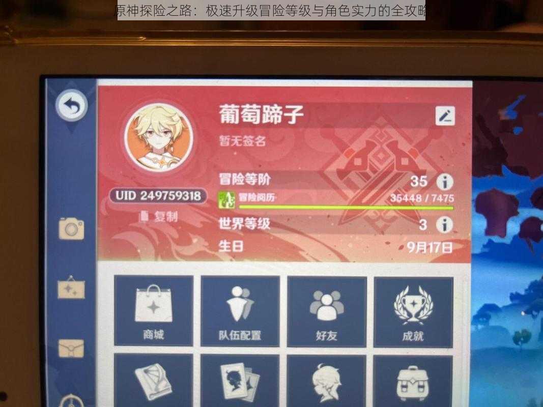 原神探险之路：极速升级冒险等级与角色实力的全攻略