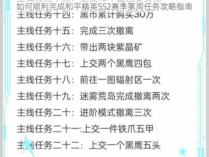 如何顺利完成和平精英SS2赛季第周任务攻略指南