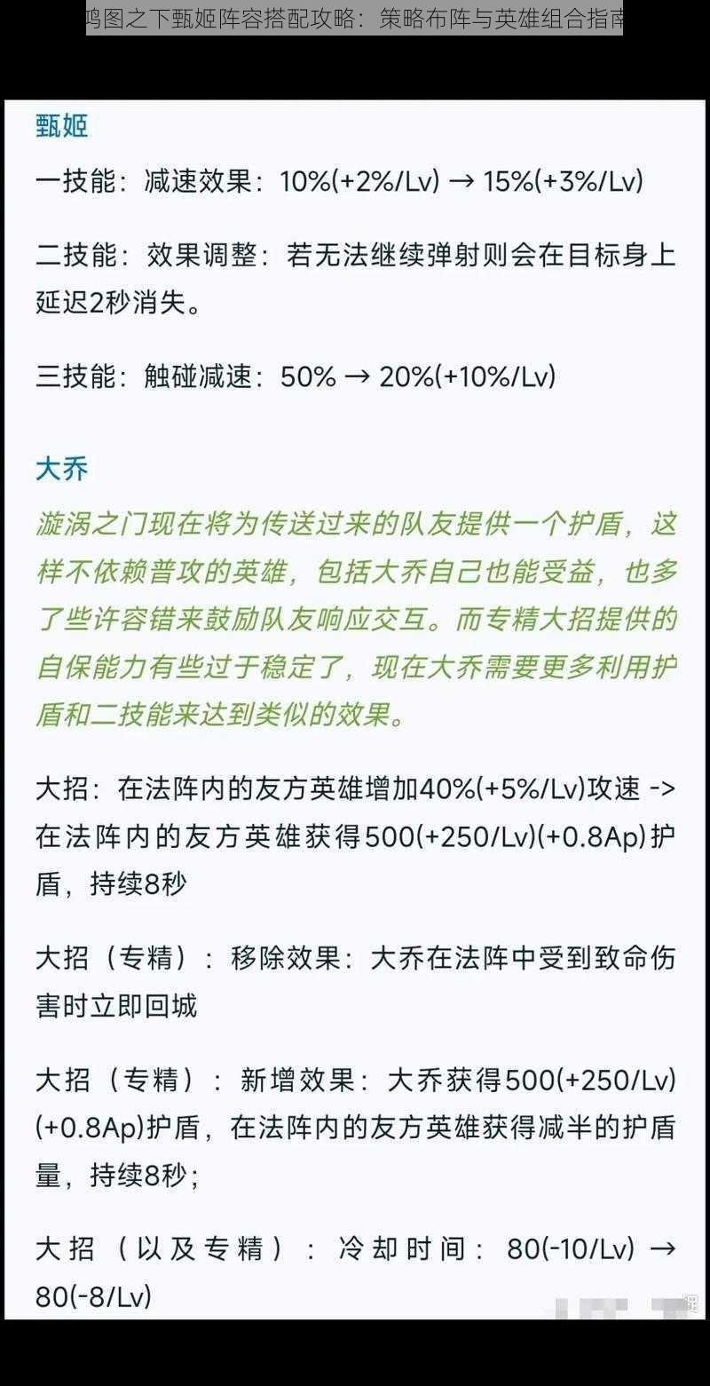 鸿图之下甄姬阵容搭配攻略：策略布阵与英雄组合指南