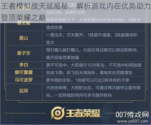王者模拟战天赋揭秘：解析游戏内在优势助力登顶荣耀之巅
