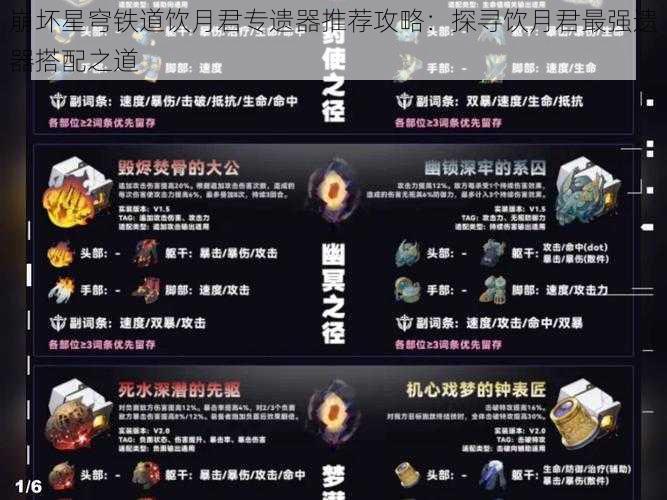 崩坏星穹铁道饮月君专遗器推荐攻略：探寻饮月君最强遗器搭配之道