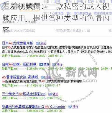 羞羞视频黄：一款私密的成人视频应用，提供各种类型的色情内容