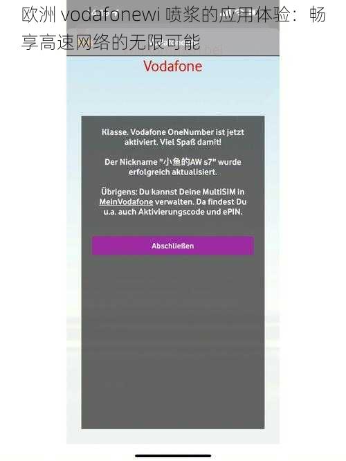 欧洲 vodafonewi 喷浆的应用体验：畅享高速网络的无限可能