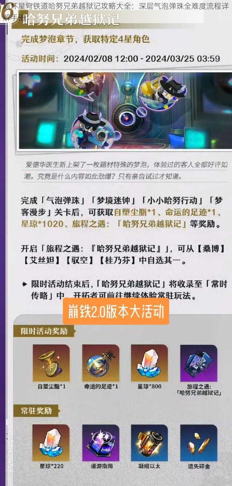 崩坏星穹铁道哈努兄弟越狱记攻略大全：深层气泡弹珠全难度流程详解手册